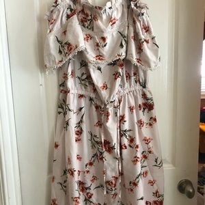 White Off The Shoulder Flower Dress
